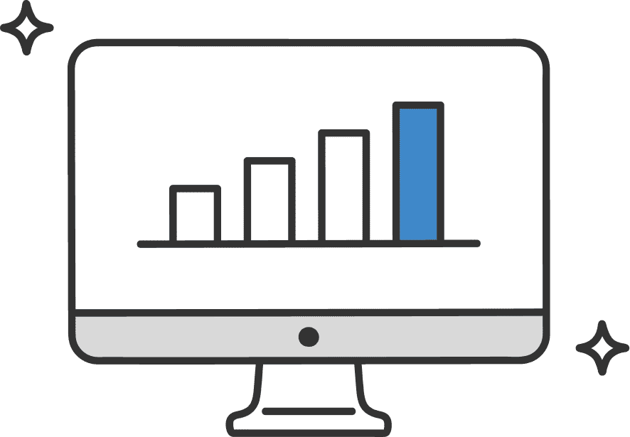 グラフが表示されたモニター